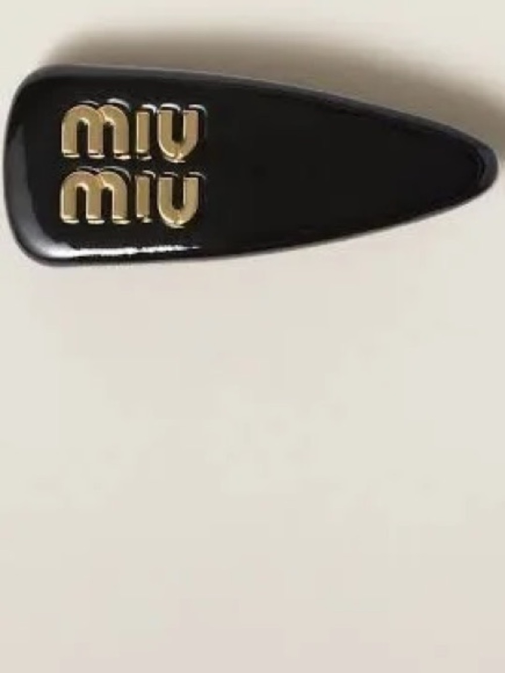 Miu Miu Black Hair Clip with Gold Logo